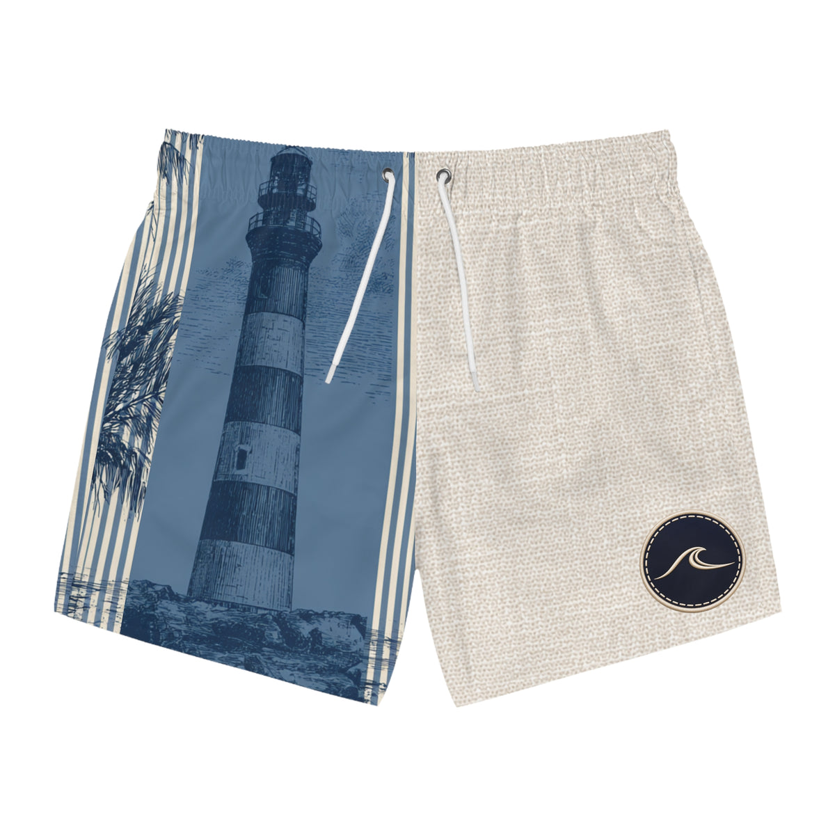 Surfache Nautical Lighthouse Swim Trunks – Coastal Blue All-Over Print