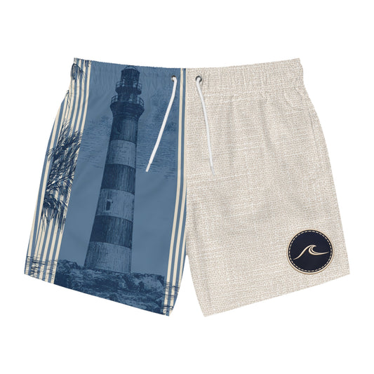 Surfache Nautical Lighthouse Swim Trunks – Coastal Blue All-Over Print