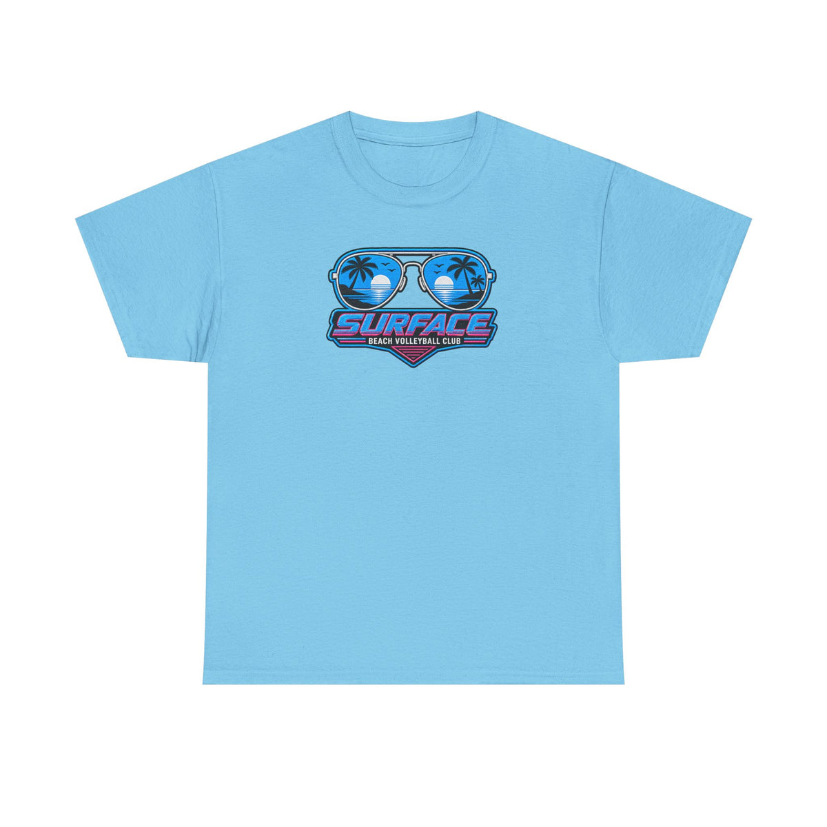 Surface Sunglasses Tee — Retro Beach Palm Trees Surf Vibes T‑Shirt