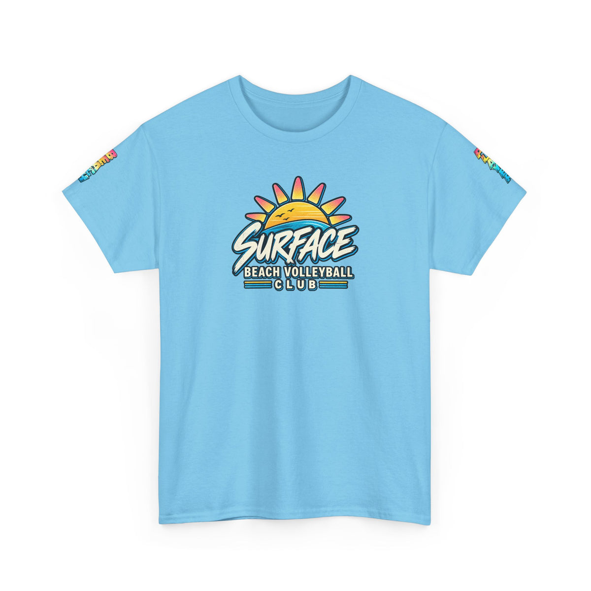 Beach Volleyball Tee — "Surface Beach Volleyball Club 2027" Retro Sunset Shirt