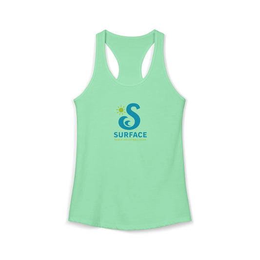 Wave Logo Surface Beach Volleyball Club Women's Racerback Tank - Beach Vibes