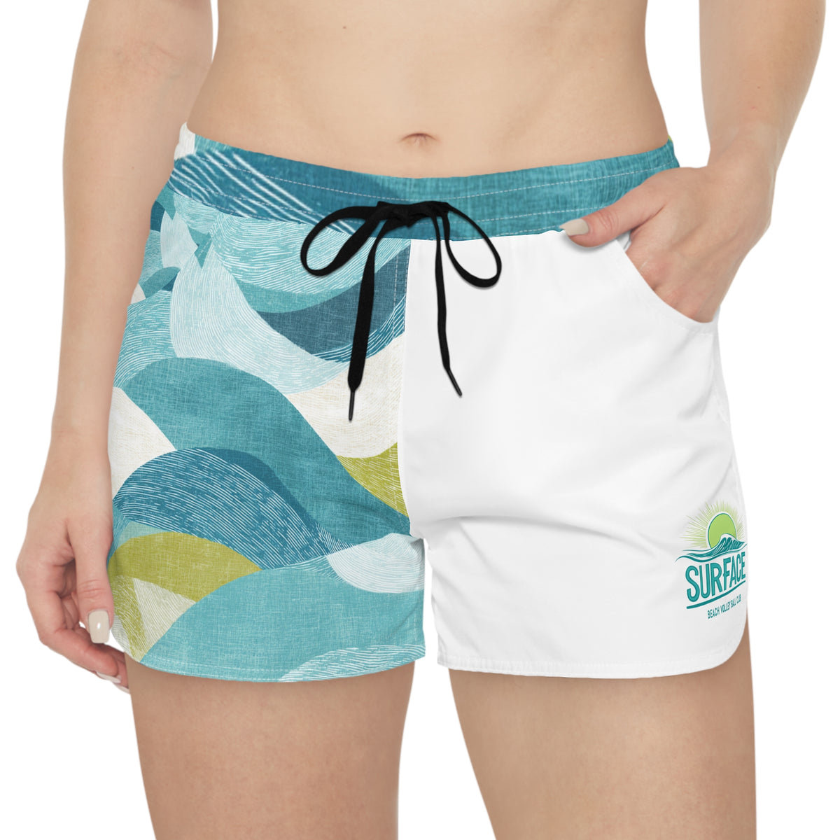 Surf Wave Women's Casual Shorts — Coastal AOP Running & Beach Shorts