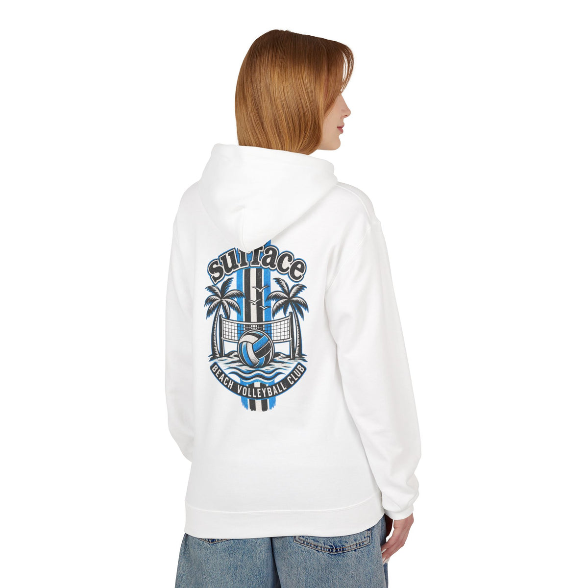Surface Beach Volleyball Hoodie — Retro Palm Beach Volleyball Club Design