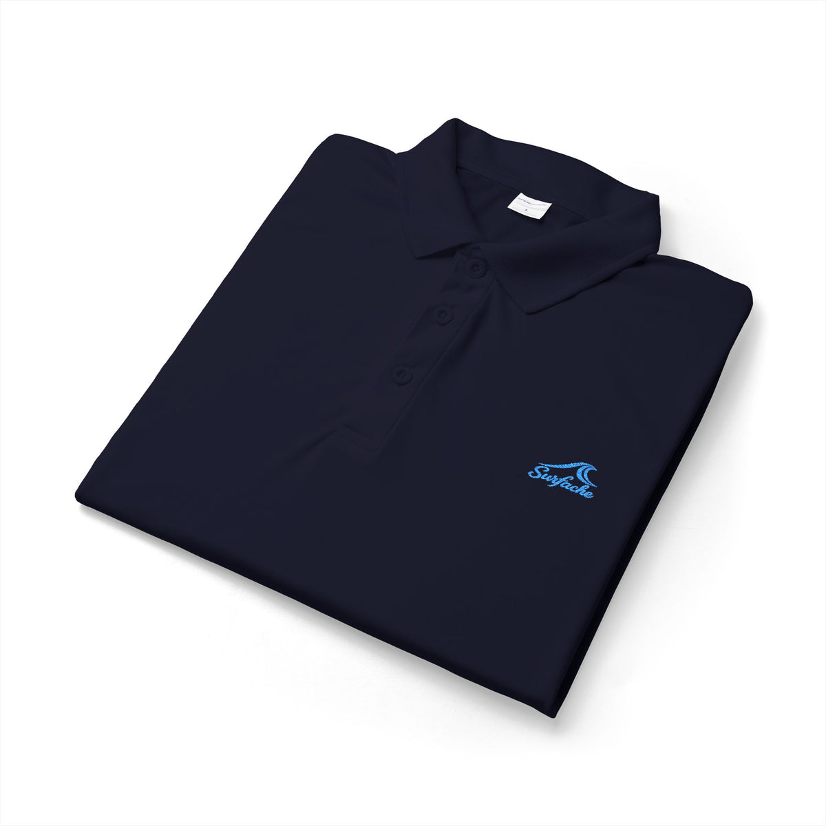 Surfache Men's Performance Polo with Blue Wave Logo — Sporty Golf Shirt