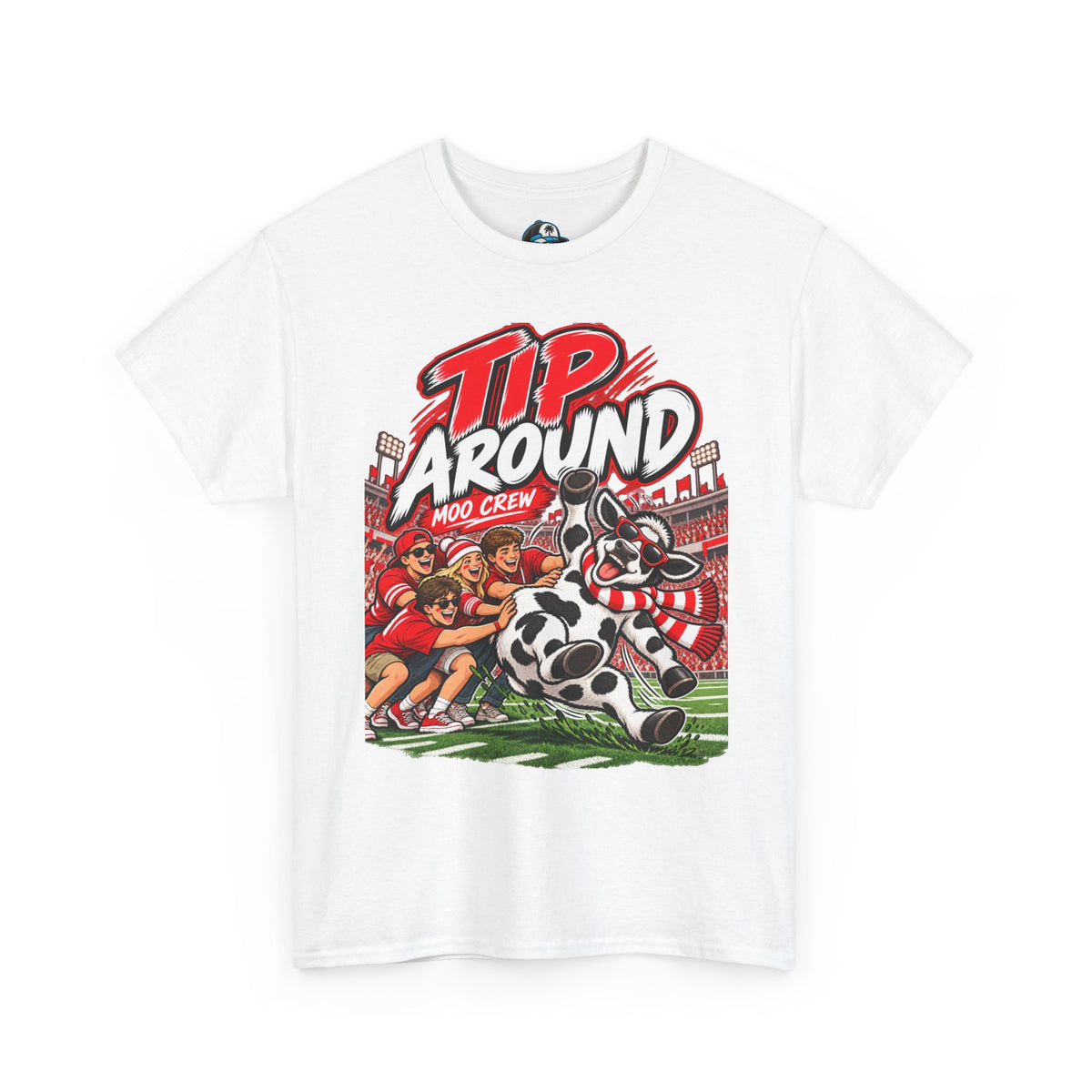 Moo Crew “Tip ’Around” Football Game Day  Cow Print T-Shirt