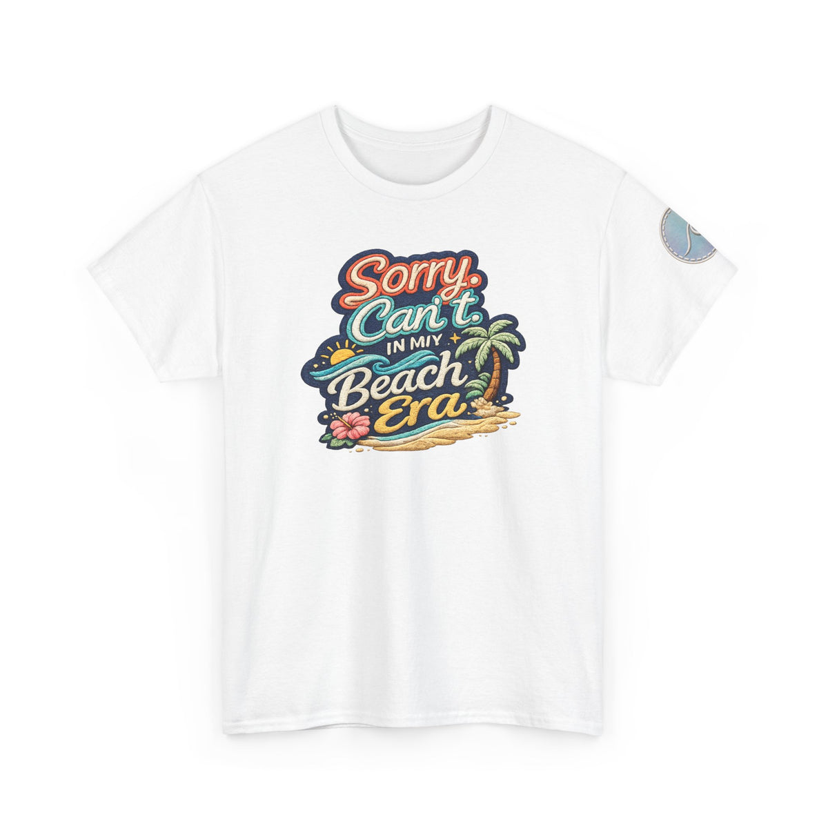 Sorry Can't, In My Beach Era — Retro Tropical Palm Beach Vacation T‑Shirt
