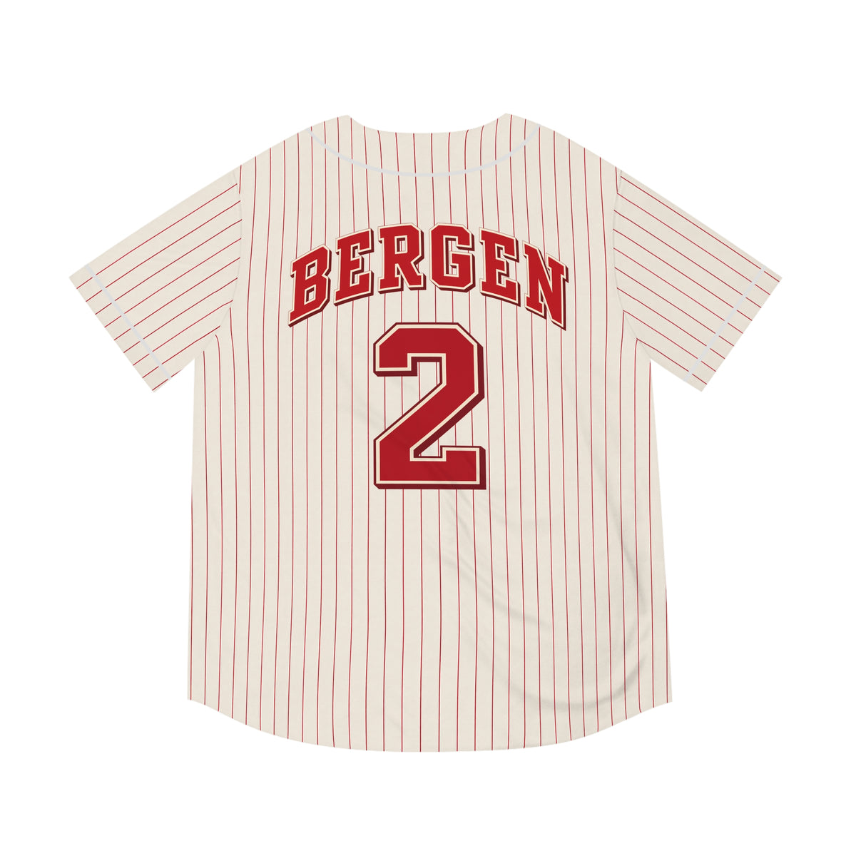 Bergen Wrigley Field Retro Red Pinstripe Baseball Jersey