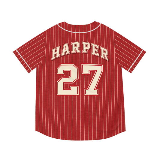 Harper Wrigley Field Retro Red Pinstripe Baseball Jersey