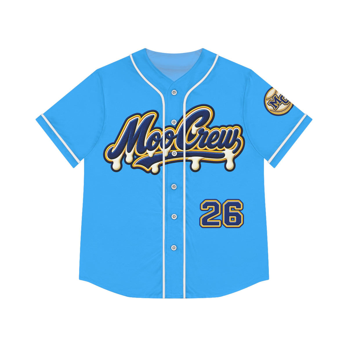Moo Crew Milk Drip Women's Baseball Jersey – #26 Sports Fan Apparel