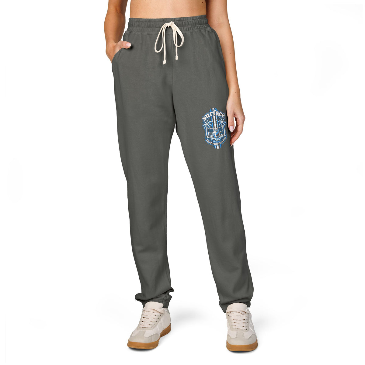 Embroidered Anchor Fleece Sweatpants — Nautical Beach Vibe Joggers