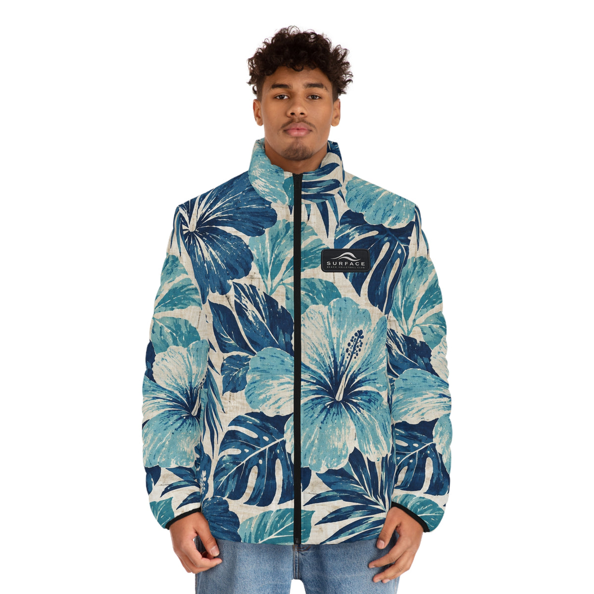 Tropical Hibiscus Floral Puffer Jacket