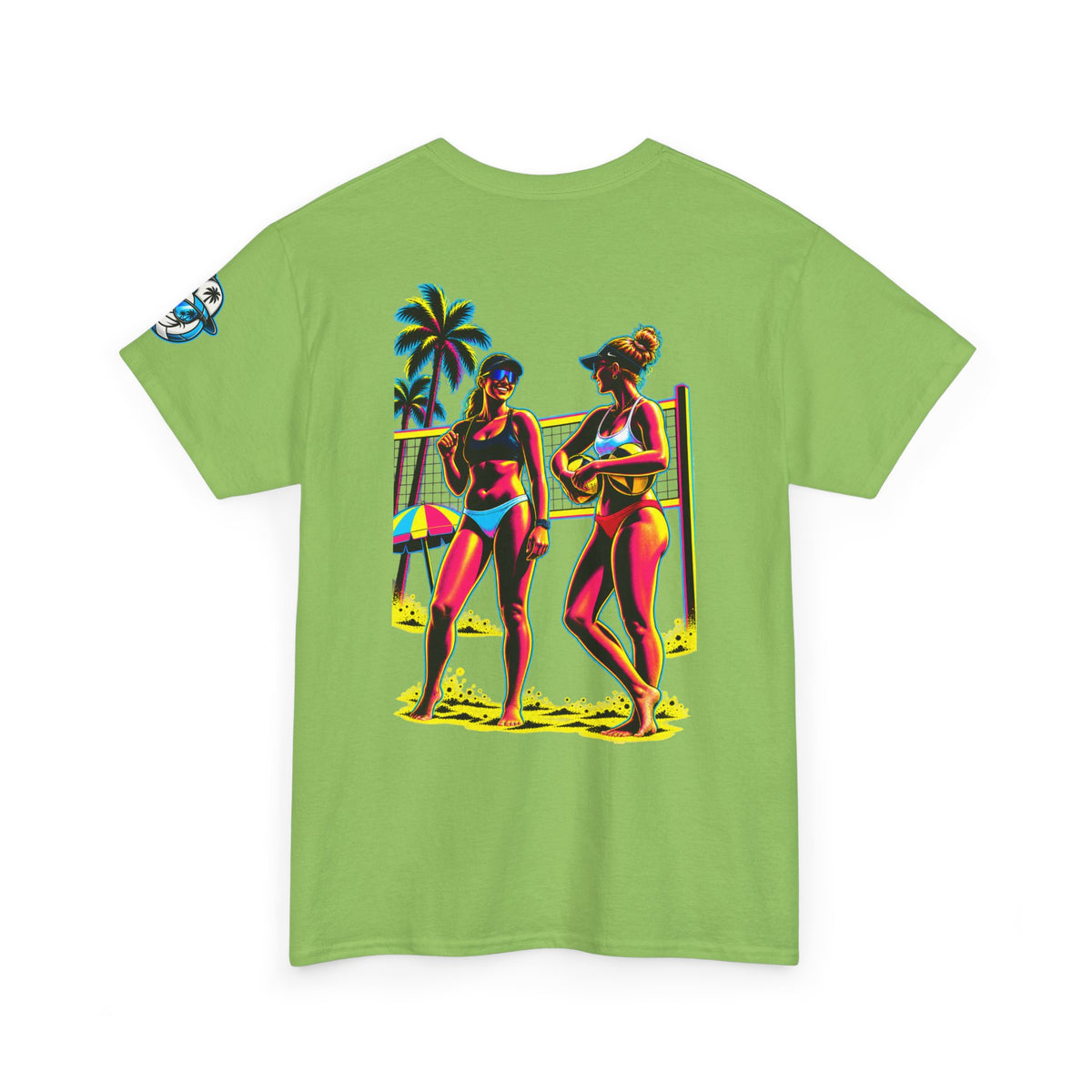 Beach Volleyball T‑Shirt – "Surface Beach Volleyball Club" Retro Sunset Graphic