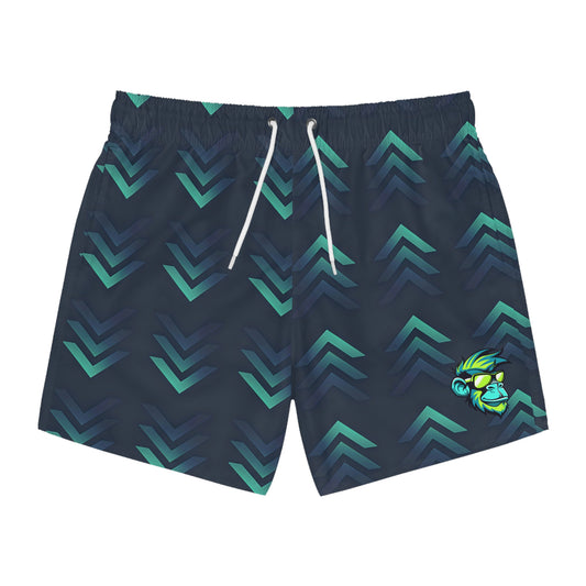 Men's Geometric Arrow Swim Trunks — Teal Chevron AOP