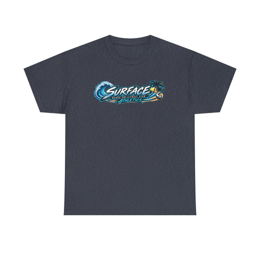 Surface Beach Volleyball Tee — Sunset Wave Palm Graphic T‑Shirt
