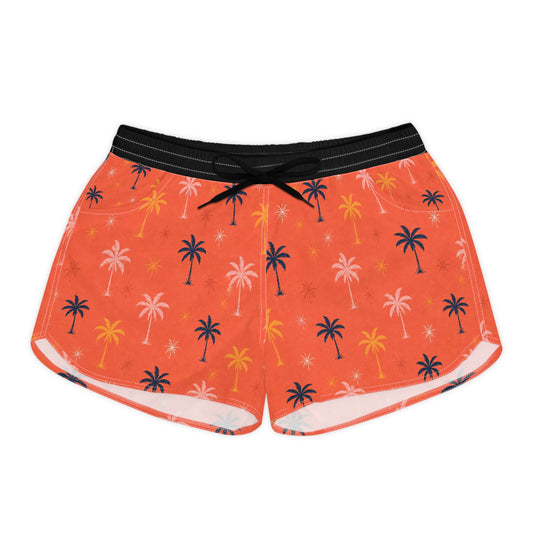 Palm Print Beach Shorts — Women's Casual Summer Lounge Shorts