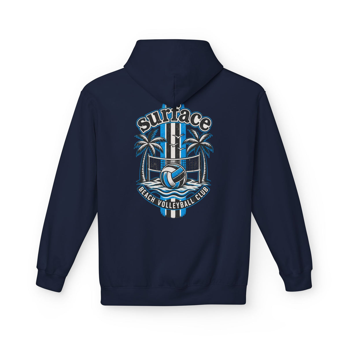 Surface Beach Volleyball Hoodie — Retro Palm Beach Volleyball Club Design