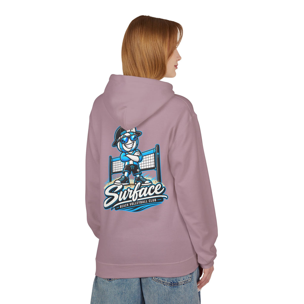 Surfface Beach Volleyball Hoodie — Retro Mascot Logo Pullover