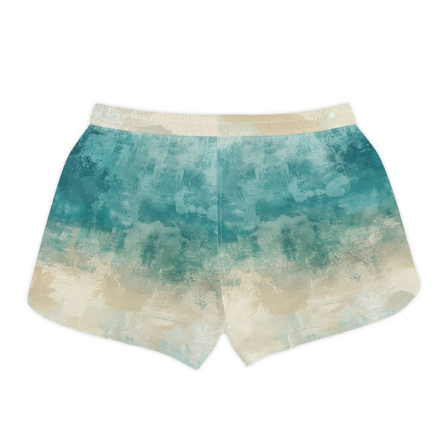 Women's Beachy Ombre Casual Shorts — Aqua Sand Tie-Waist Lounge Shorts