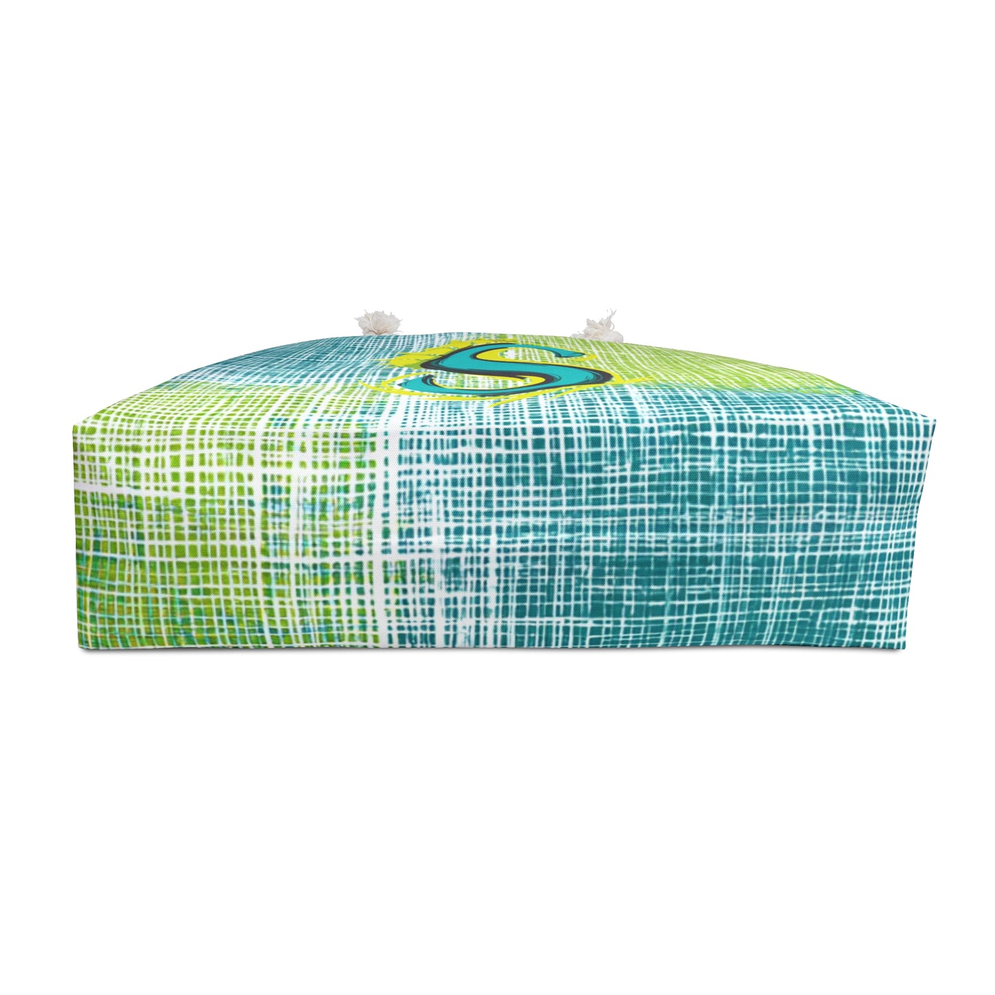 Monogram 'S' Beach Weekender Bag — Turquoise & Lime Plaid Tote