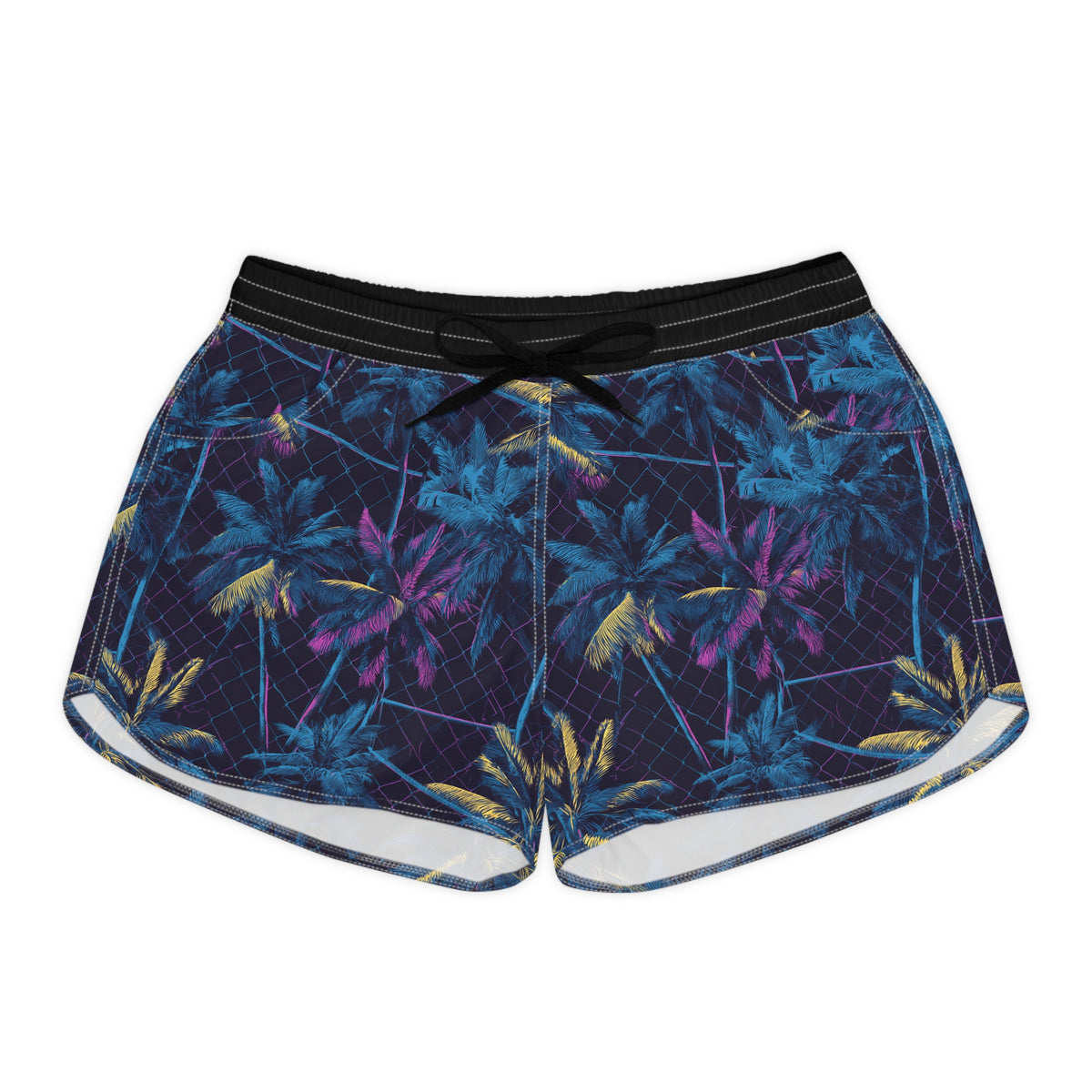 Tropical Palm Print Women's Casual Shorts — Neon Palm Beach AOP