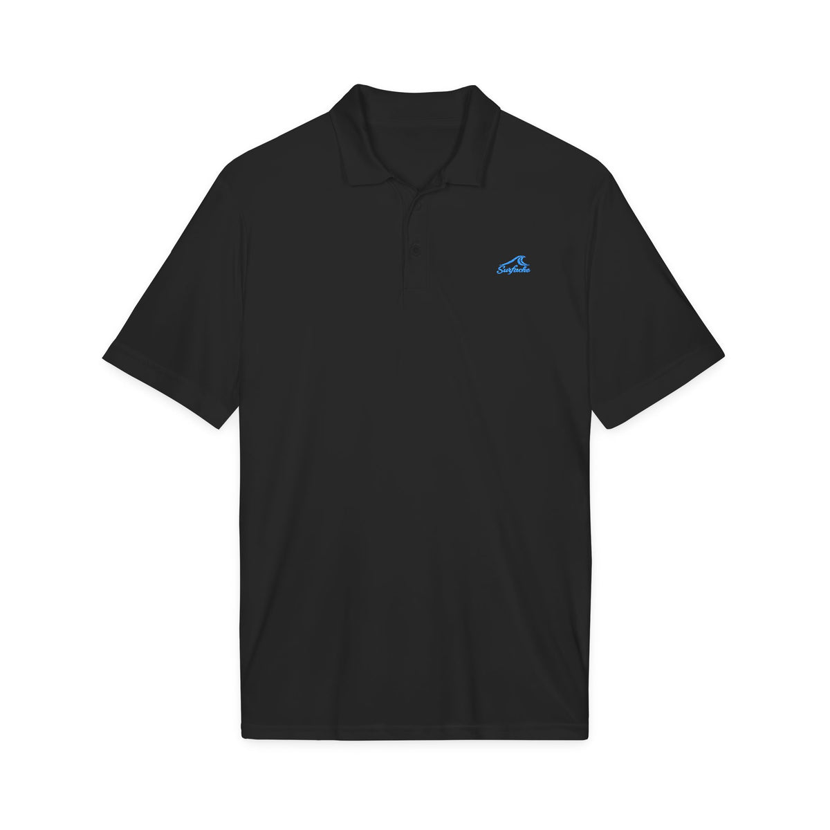 Surfache Men's Performance Polo with Blue Wave Logo — Sporty Golf Shirt