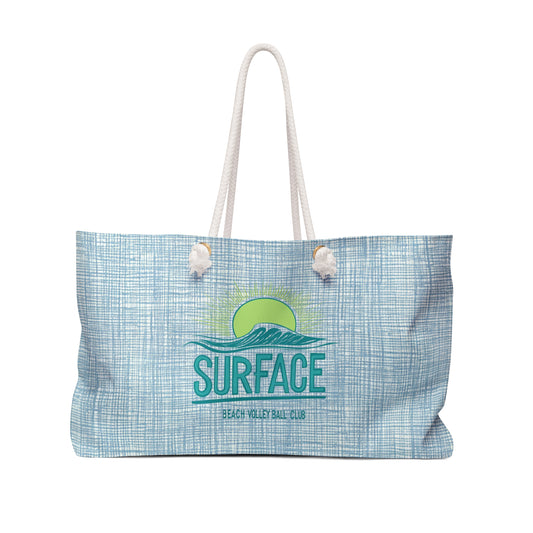 Surface Beach Weekender Bag – Large Nautical Travel Tote with Sun & Waves Design