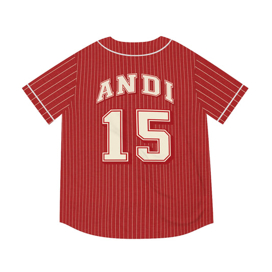 Andi Wrigley Field Retro Red Pinstripe Baseball Jersey