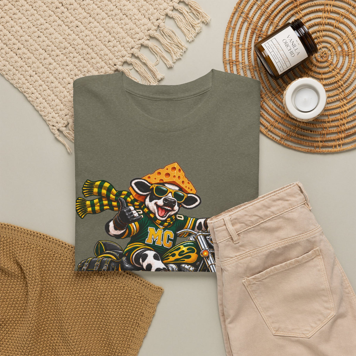 Moo Crew WI Teams Game Day Motorcycle Graphic Tee The Big Cheese