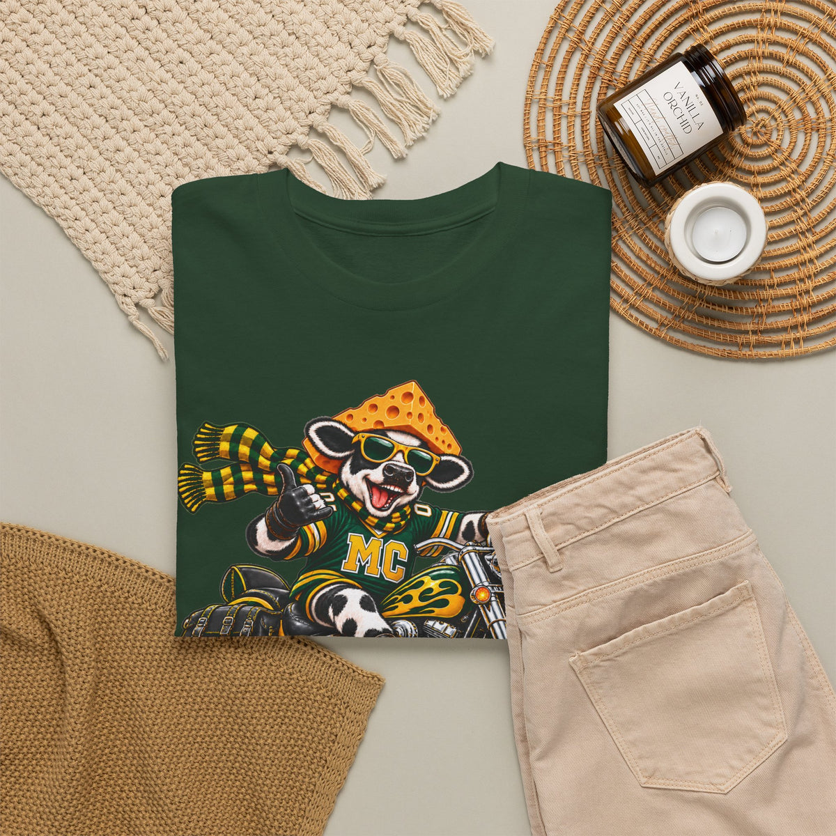 Moo Crew WI Teams Game Day Motorcycle Graphic Tee The Big Cheese