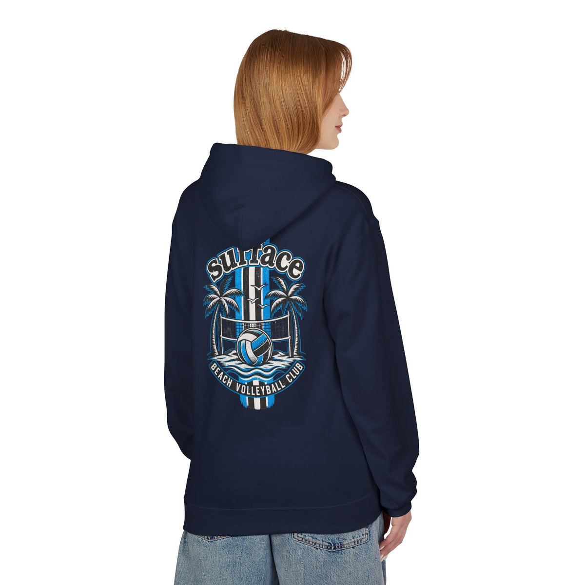 Surface Beach Volleyball Hoodie — Retro Palm Beach Volleyball Club Design