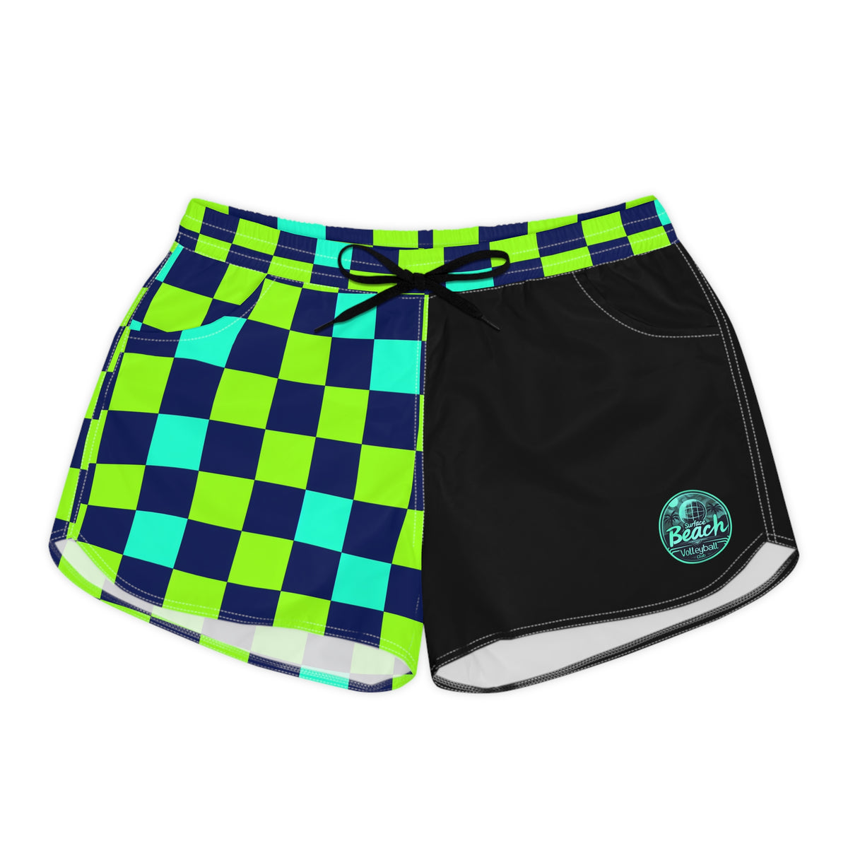 Checkered Icon Surface Beach Volleyball Club Cover Up Women's Casual Shorts (AOP)