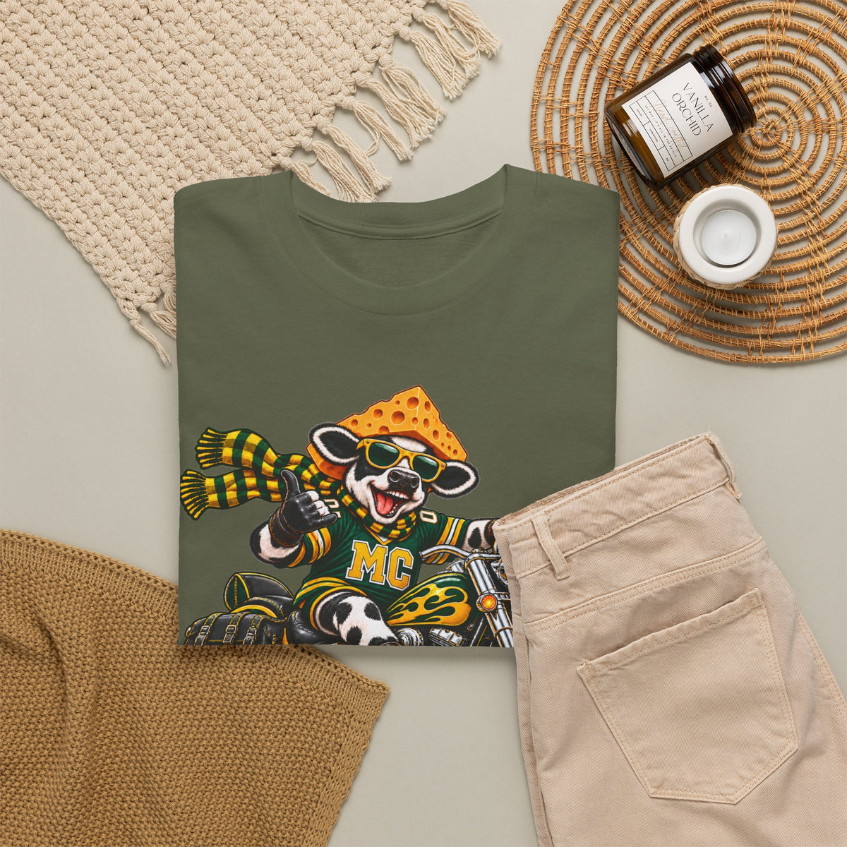 Moo Crew WI Teams Game Day Motorcycle Graphic Tee The Big Cheese