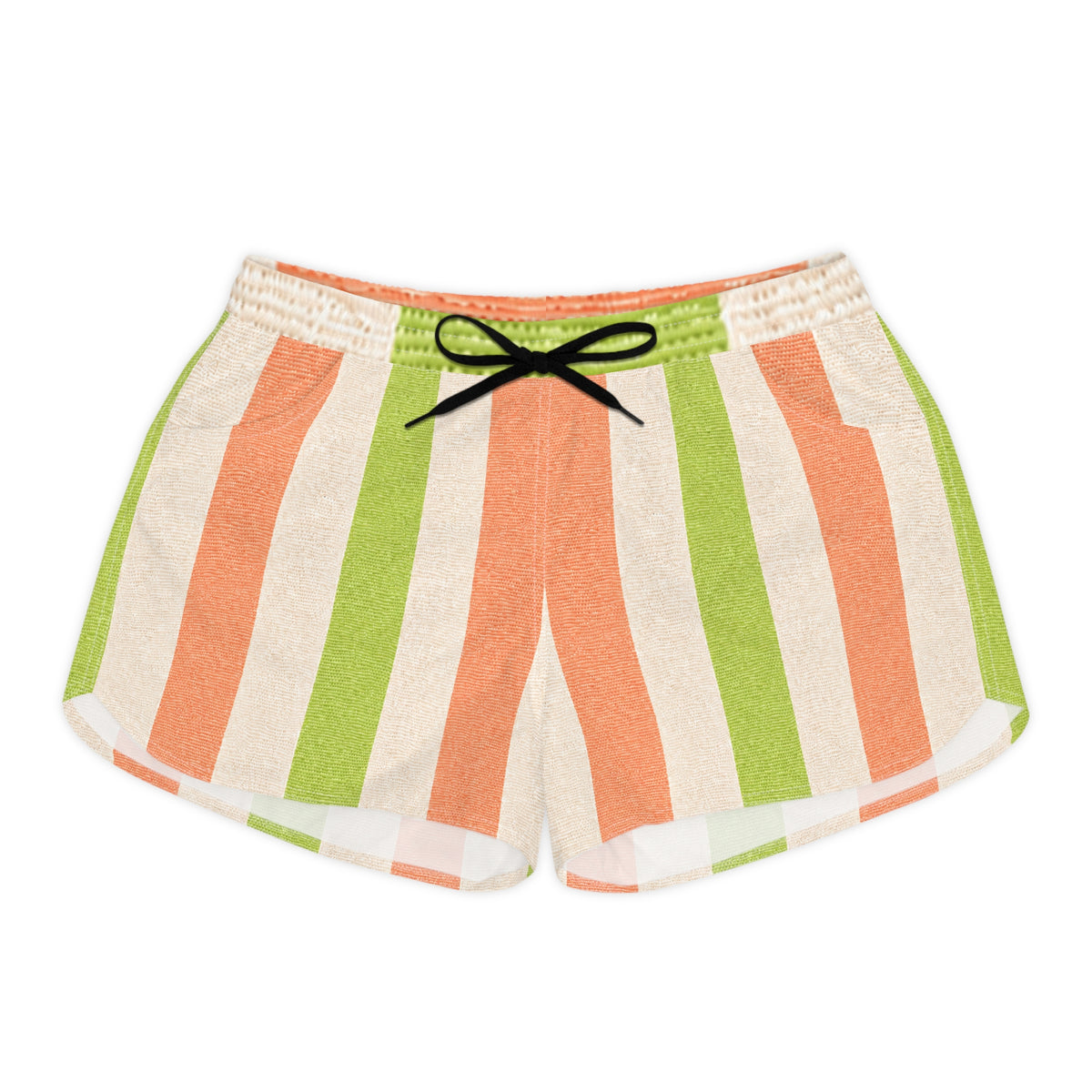 Melon Ball Inspired Striped Women's Casual Shorts – Beachy Summer Lounge Shorts