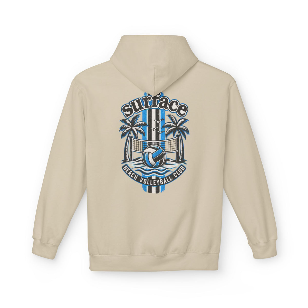 Surface Beach Volleyball Hoodie — Retro Palm Beach Volleyball Club Design