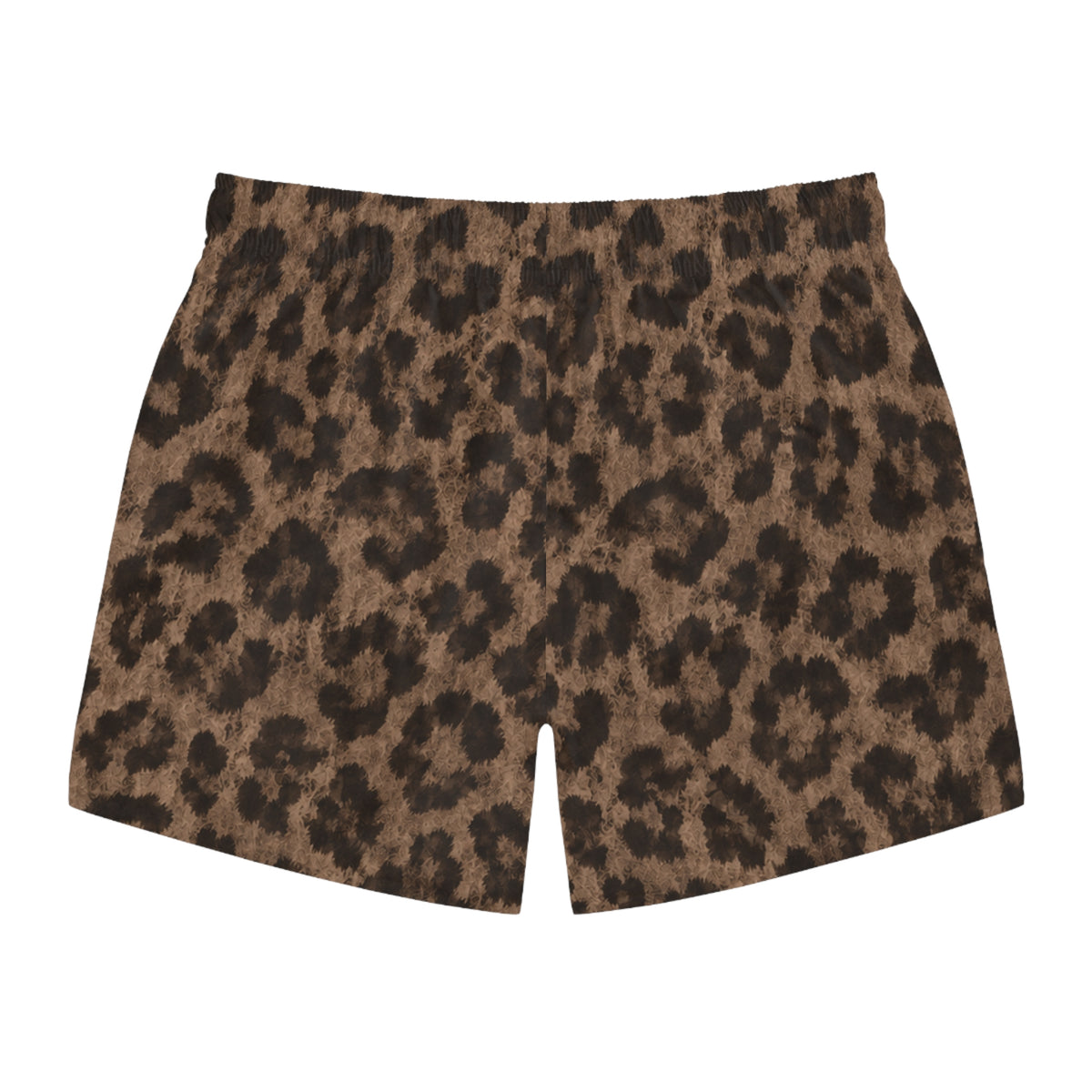 Leopard Print Swim Trunks — Brown All-Over-Print Beach Shorts