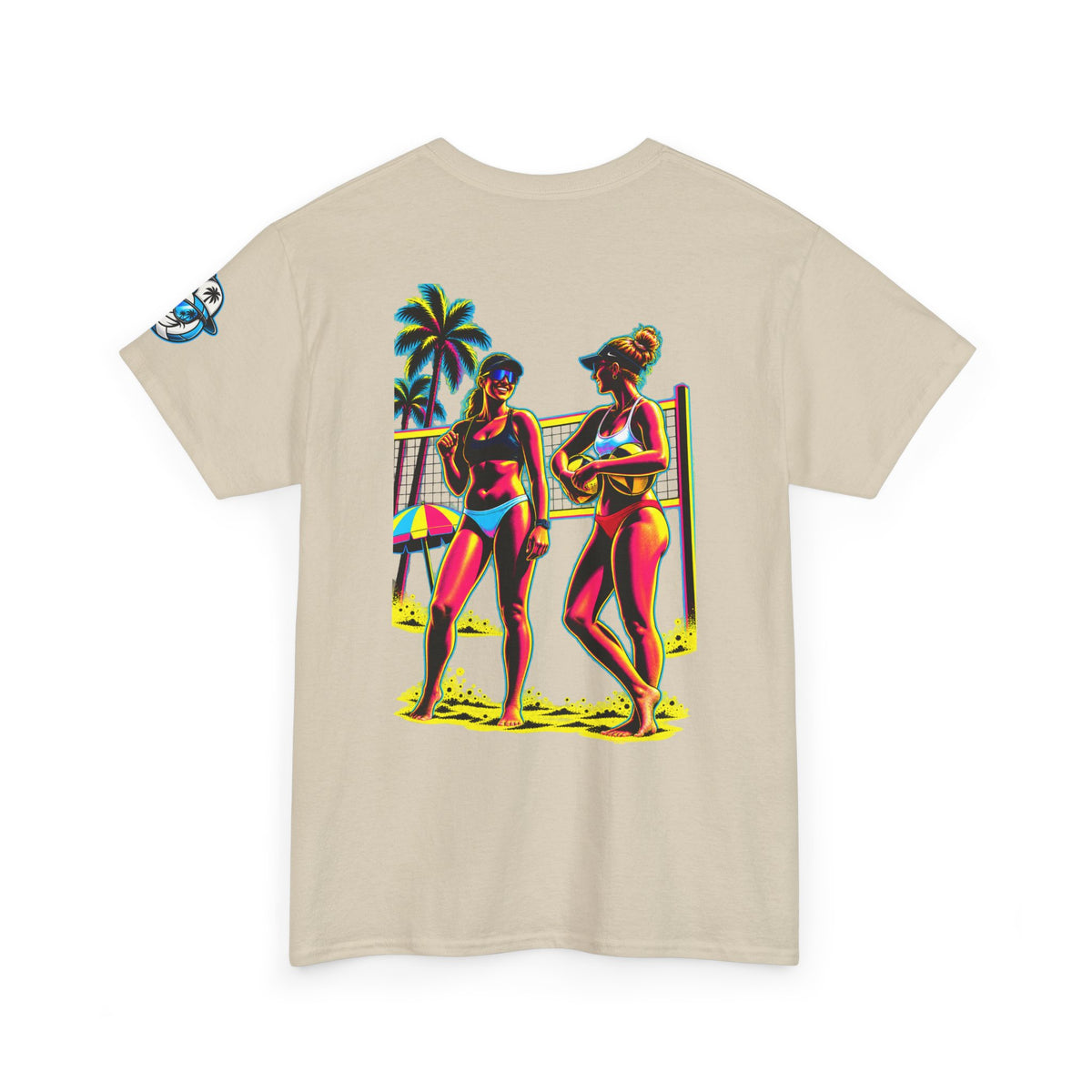 Beach Volleyball T‑Shirt – "Surface Beach Volleyball Club" Retro Sunset Graphic