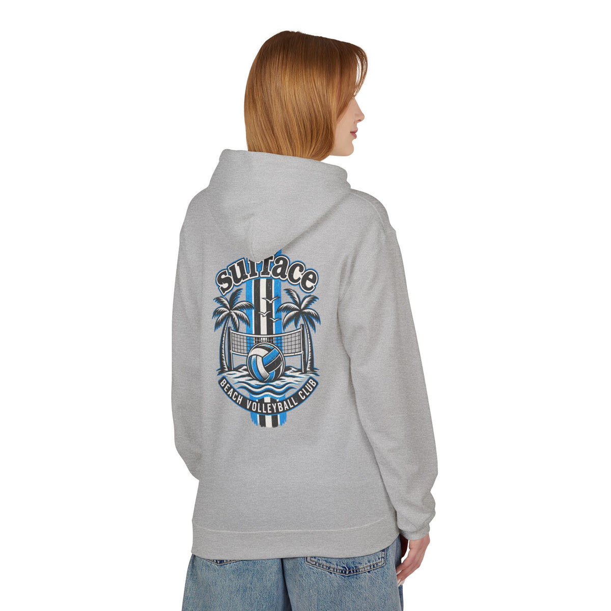 Surface Beach Volleyball Hoodie — Retro Palm Beach Volleyball Club Design