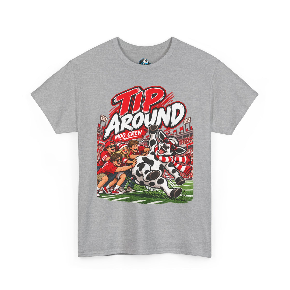Moo Crew “Tip ’Around” Football Game Day  Cow Print T-Shirt