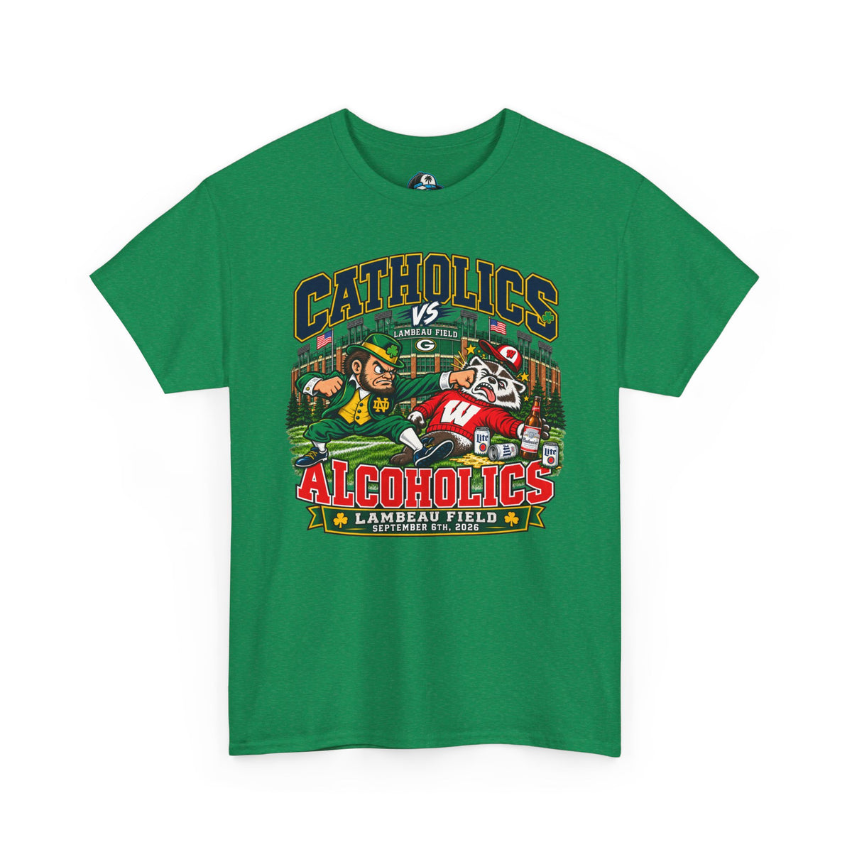 Catholics vs Alcoholics Football T-Shirt – Lambeau Field Tailgate Tee