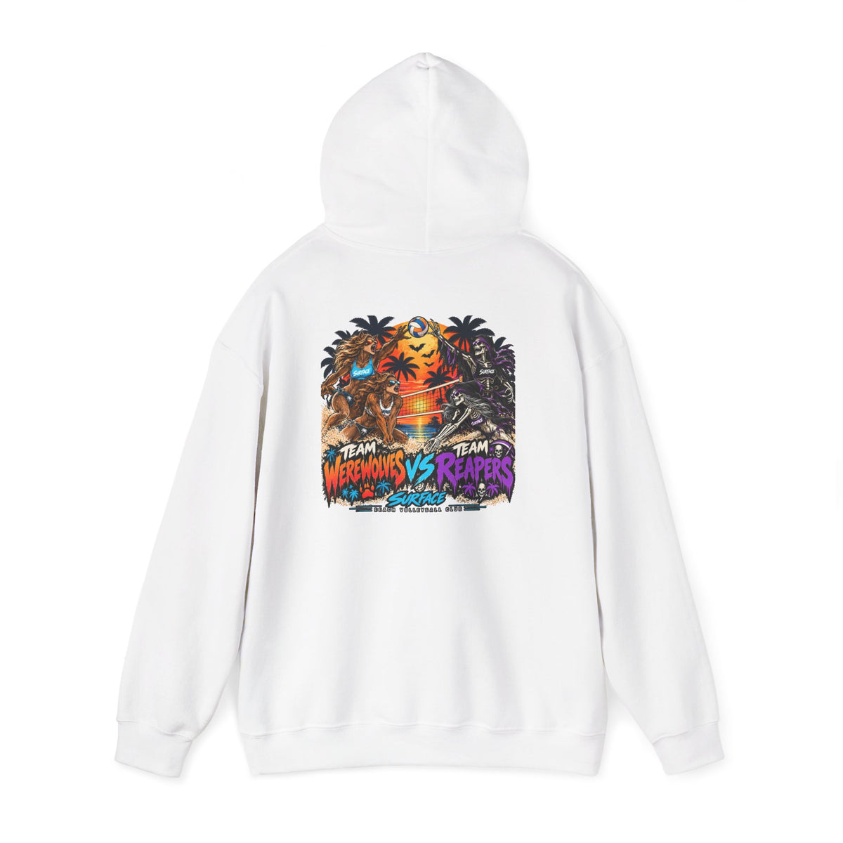 Surface Tropical Halloween Hoodie — Team Werewolves vs Reapers Graphic Pullover