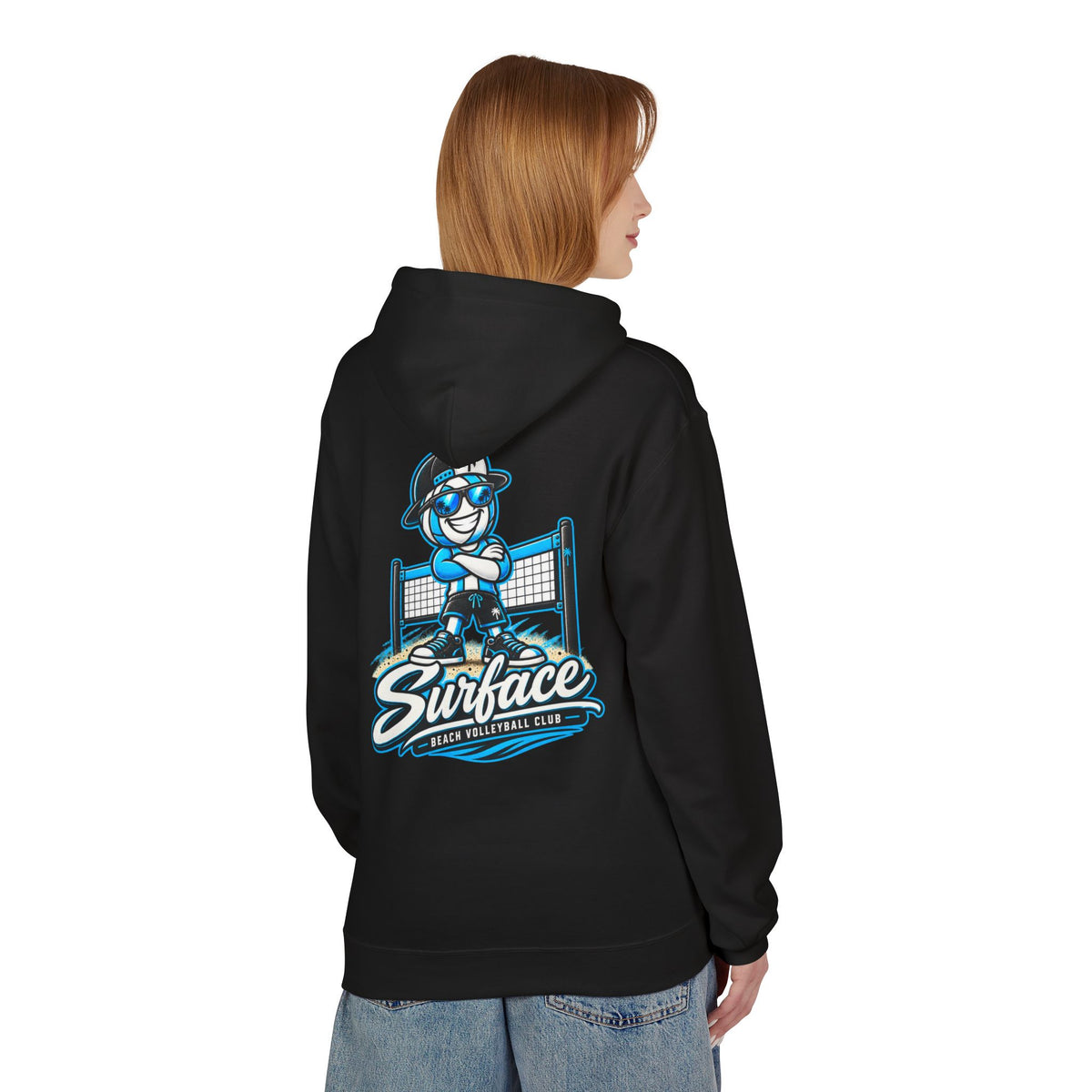 Surfface Beach Volleyball Hoodie — Retro Mascot Logo Pullover