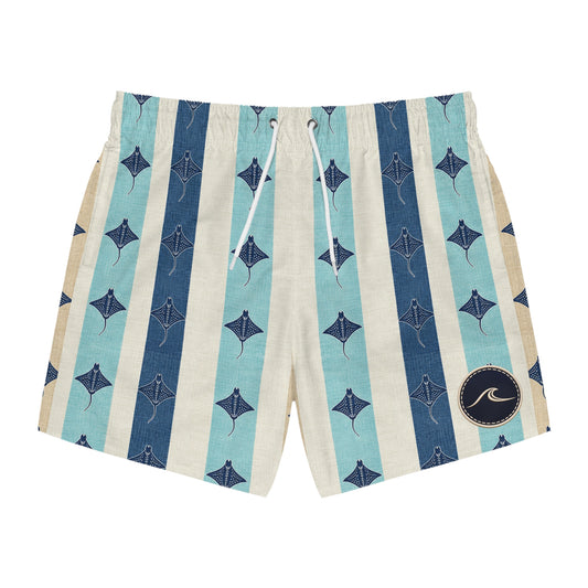 Surfache Manta Ray Stripe Swim Trunks — Retro Coastal Boardshorts