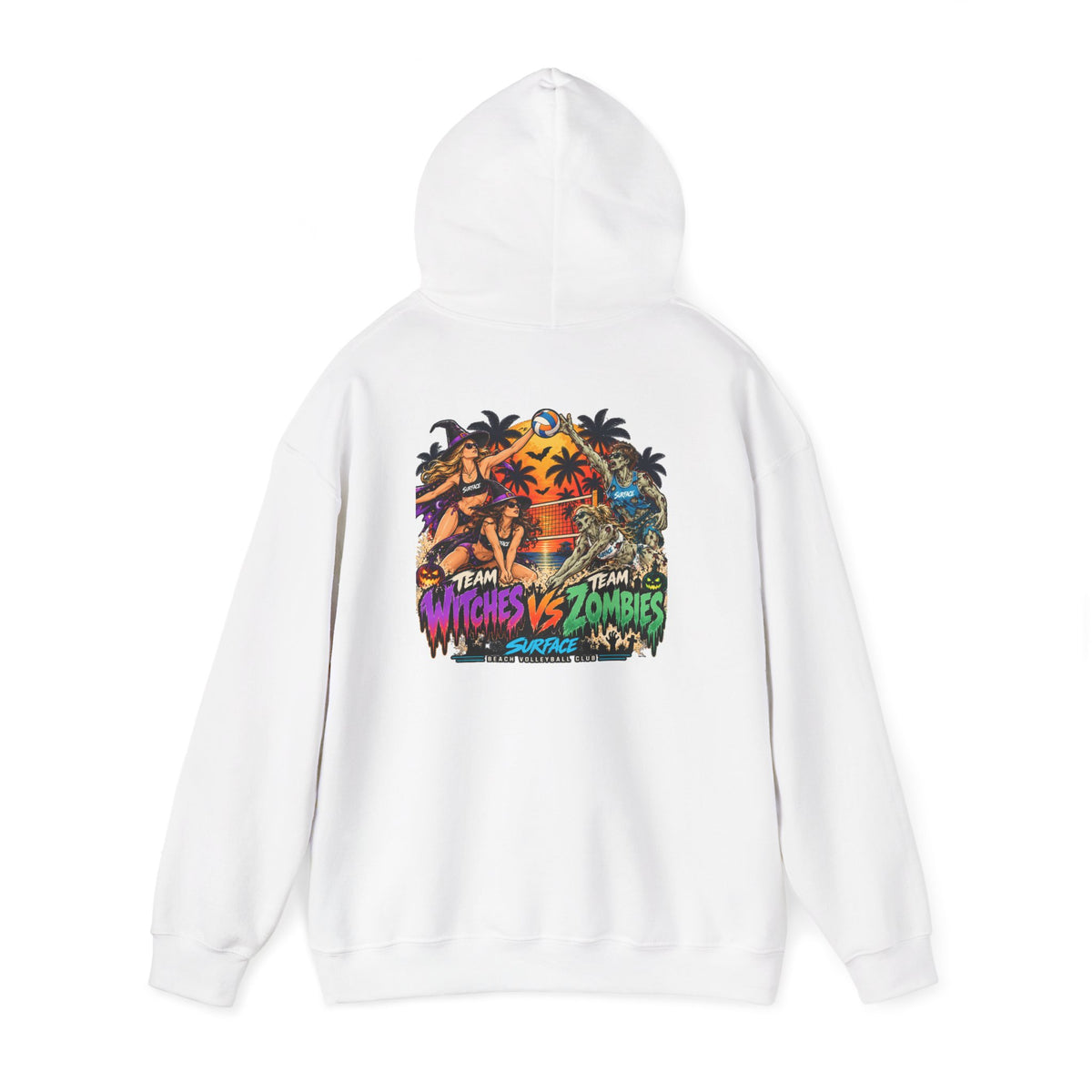 Surface Tropical Halloween Hoodie — Witches vs Zombies Graphic Pullover