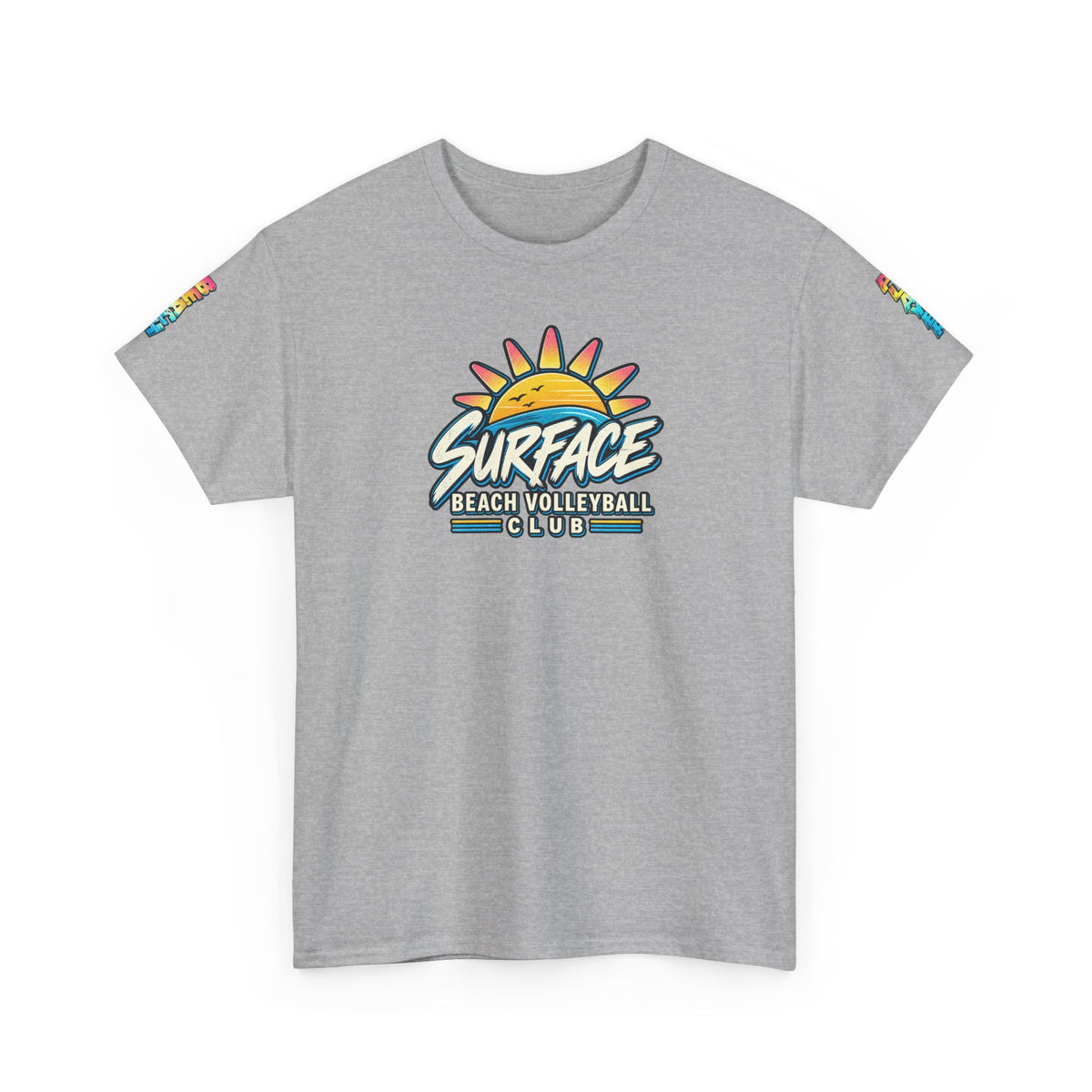 Beach Volleyball Tee — "Surface Beach Volleyball Club 2027" Retro Sunset Shirt