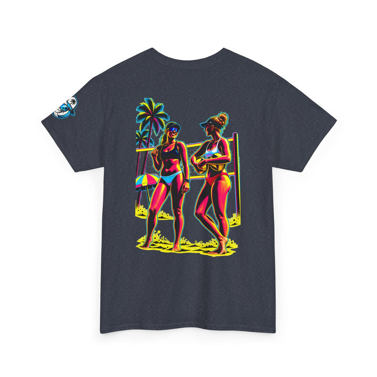 Beach Volleyball T‑Shirt – "Surface Beach Volleyball Club" Retro Sunset Graphic