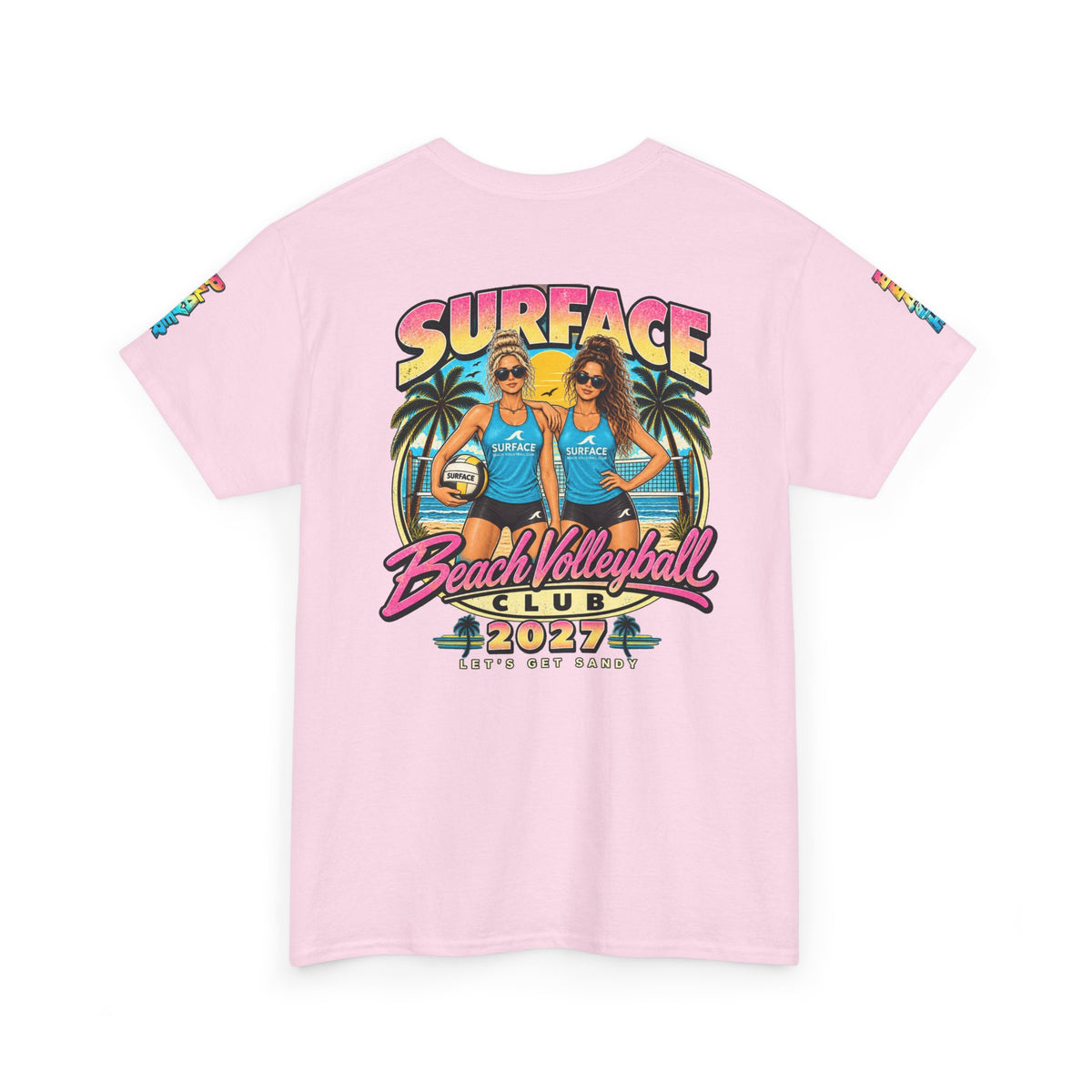 Beach Volleyball Tee — "Surface Beach Volleyball Club 2027" Retro Sunset Shirt