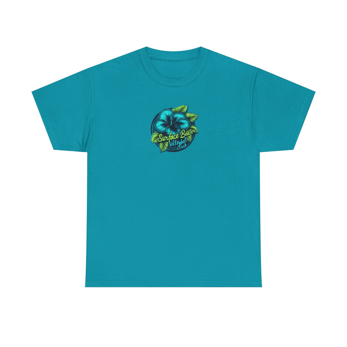 Hibiscus Icon Surface Beach Volleyball Club Unisex Heavy Cotton Tee