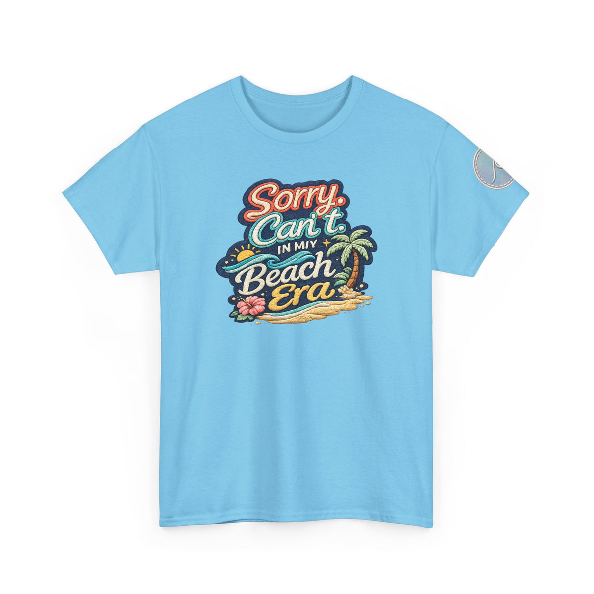 Sorry Can't, In My Beach Era — Retro Tropical Palm Beach Vacation T‑Shirt