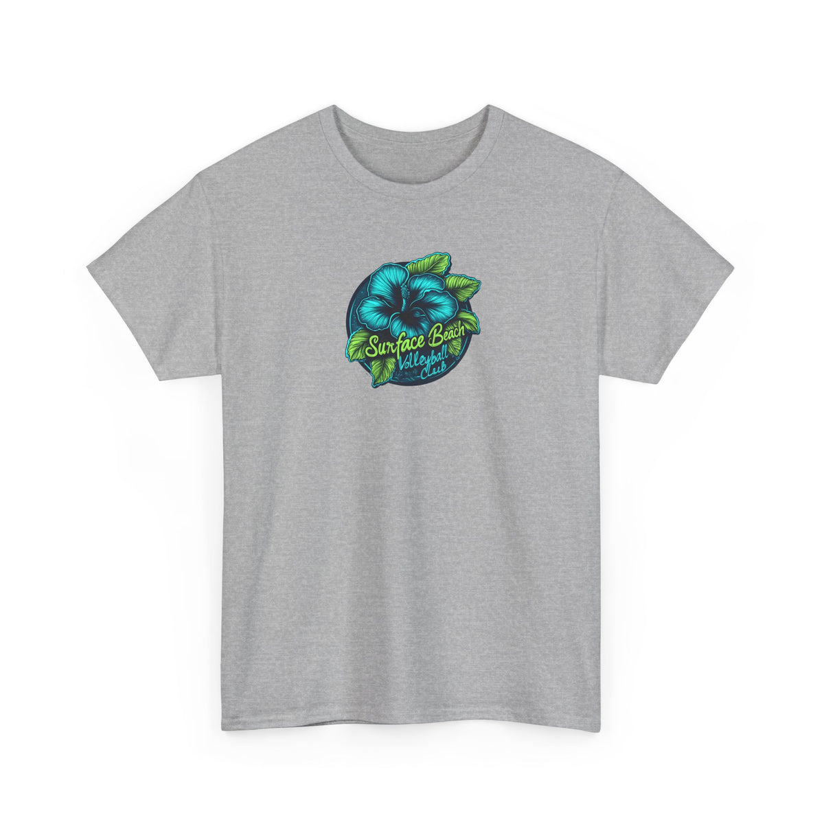 Hibiscus Icon Surface Beach Volleyball Club Unisex Heavy Cotton Tee