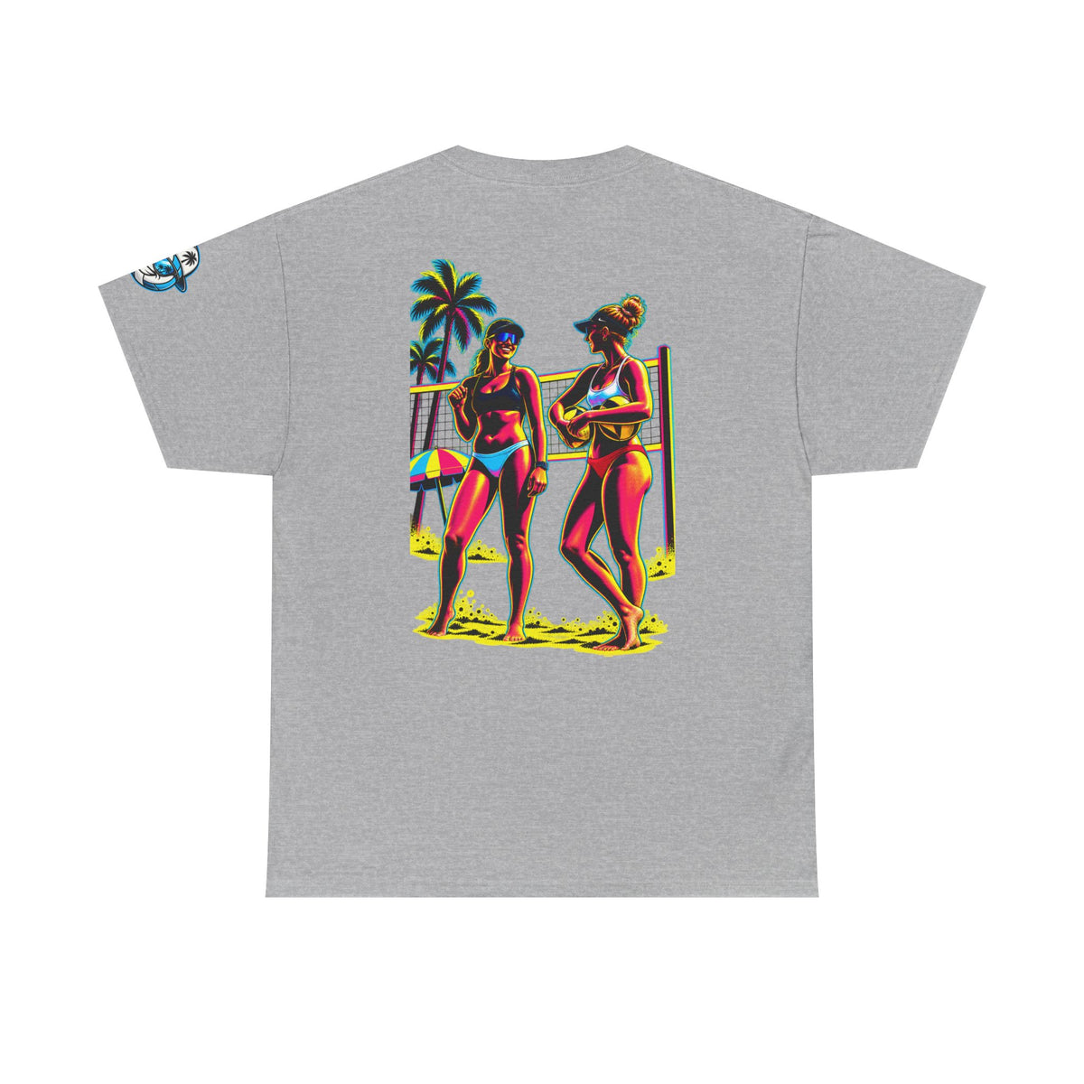 Beach Volleyball T‑Shirt – "Surface Beach Volleyball Club" Retro Sunset Graphic